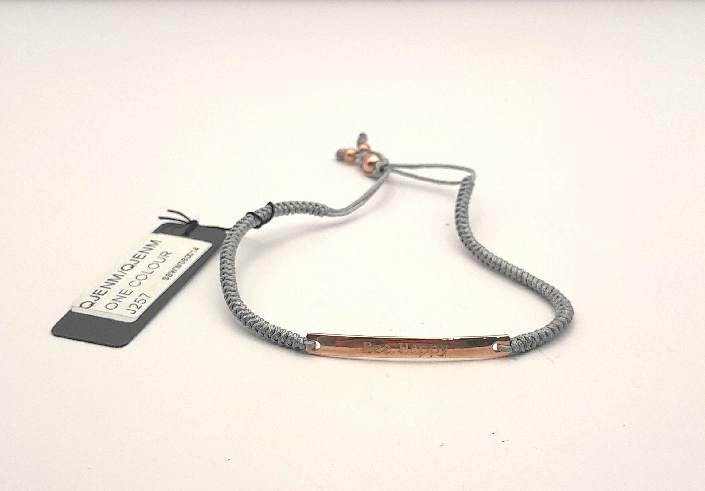 Bee Happy Macrame Rose Gold Plated Silver Adjustable Bracelet