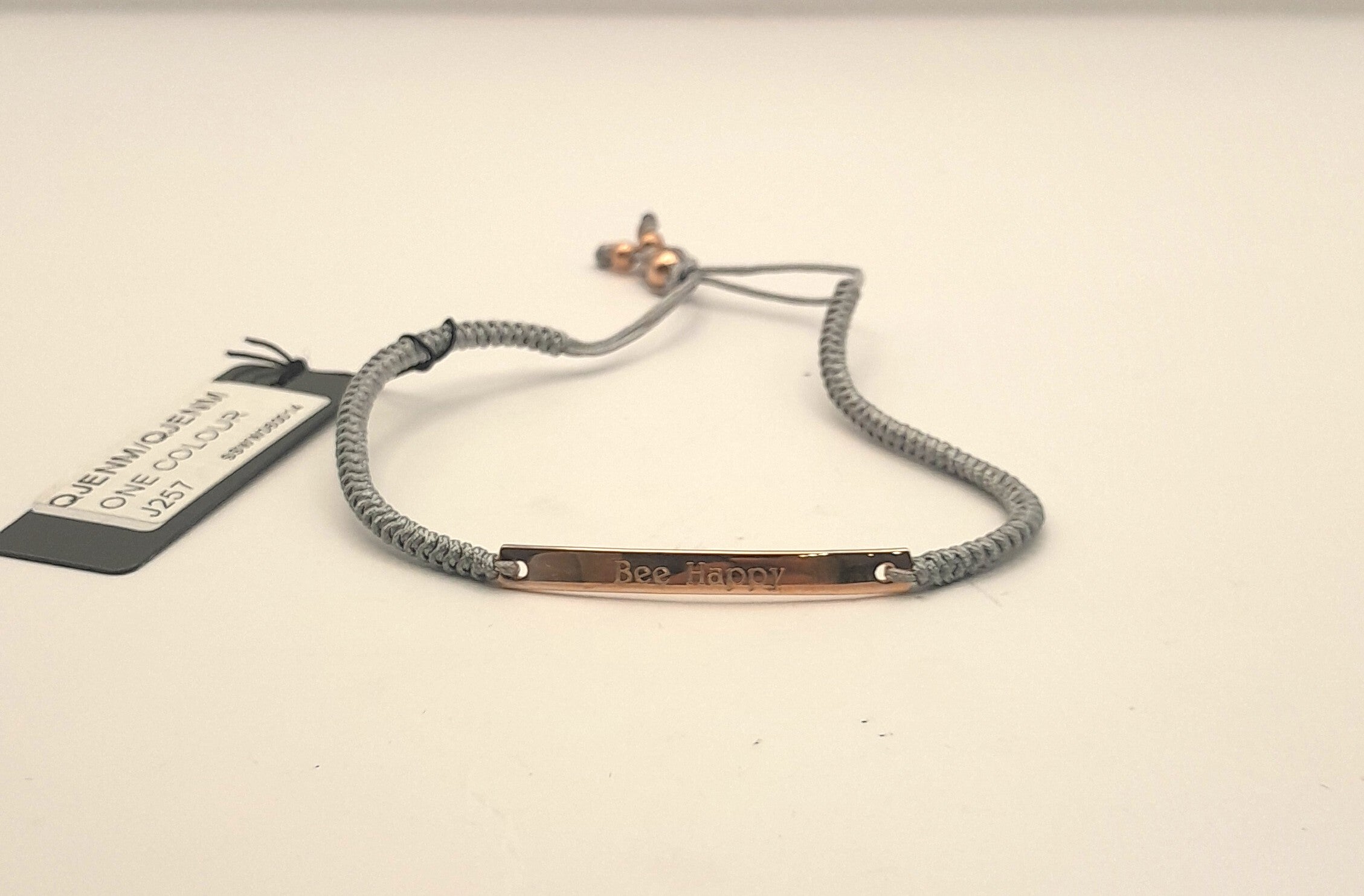 Bee Happy Macrame Rose Gold Plated Silver Adjustable Bracelet