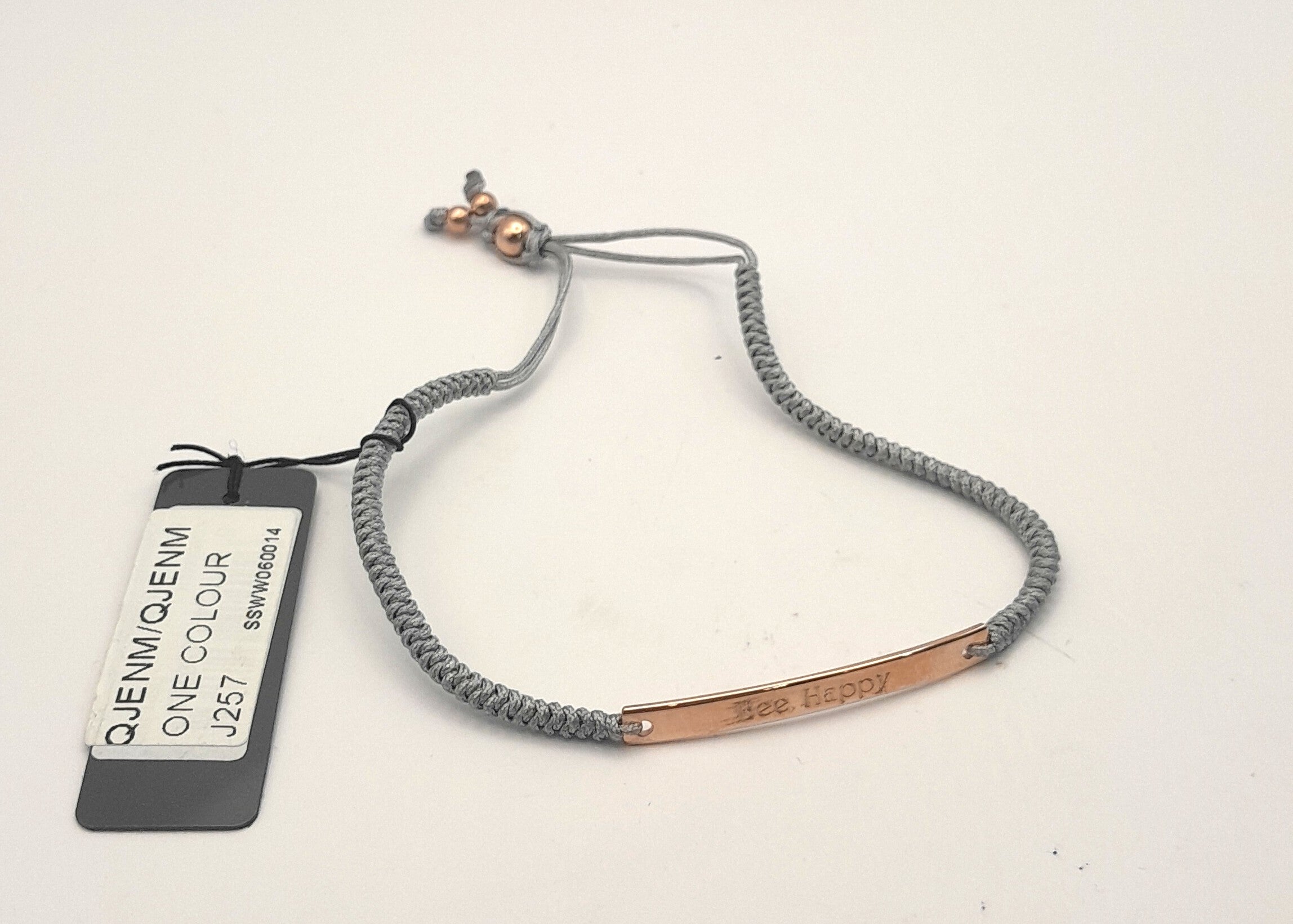 Bee Happy Macrame Rose Gold Plated Silver Adjustable Bracelet